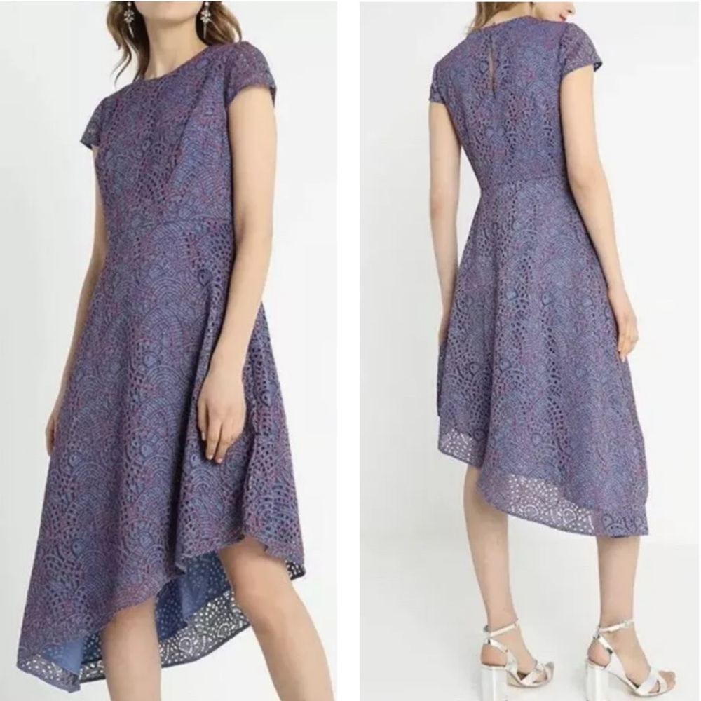Banana Republic Cap Sleeve Asymmetrical Length Hem‎ Floral Lace Dress Size 0